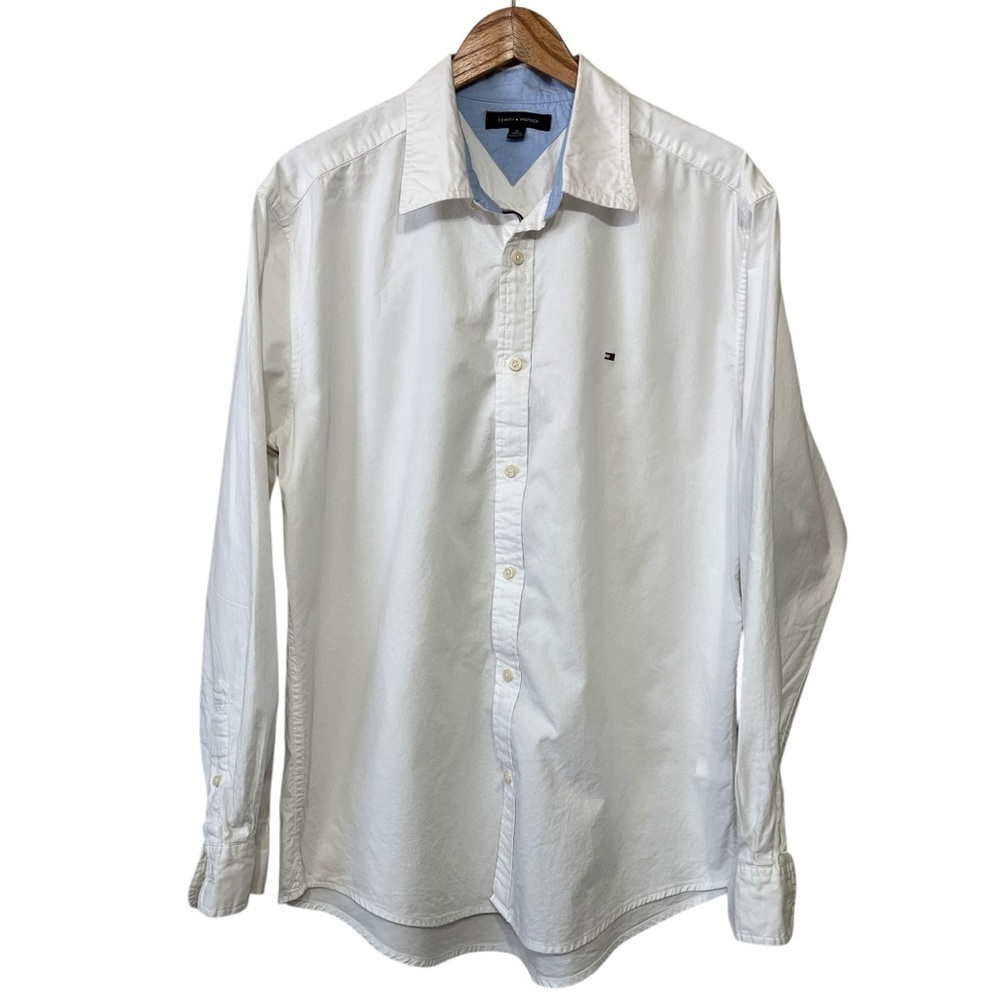 Tommy Hilfiger White Long Sleeve Button Down Shirt Men's Classic Casual Men's XL